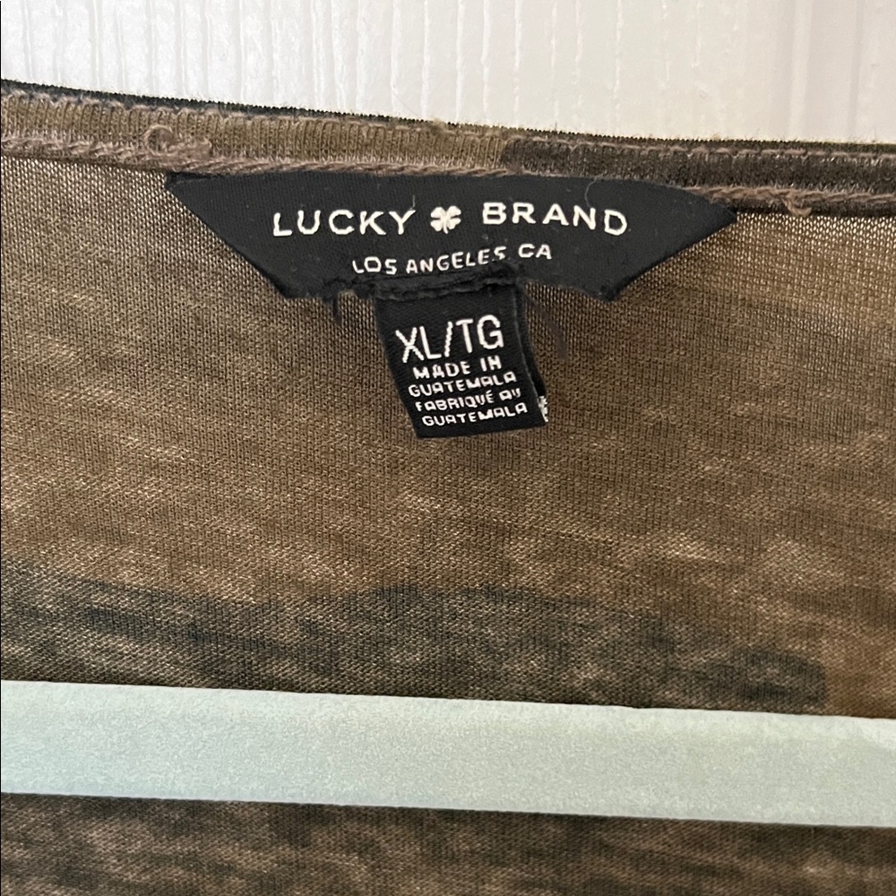 Lucky Brand Olive and Black Camo V-Neck Tee - Picture 2 of 5